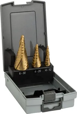 Produktbild von HSS-TiN-Stufenbohrerset, 3-tlg., 4-12/4-20/6-30