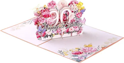 Produktbild von Geburtstagskarte Pop-up 90. Geburtstagskarte Alles Gute zum 90. Geburtstag Karte 3D Pop-up Geburtstagsgrußkarten für Frauen Männer Mama Papa Oma Opa Freunde mit Notiz und Umschlag.