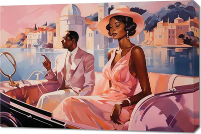 Produktbild von Bild 90x60cm Treffen an der Riviera