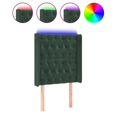 Zdjęcie produktu dla vidaXL Zagłówek LED ciemnozielony 83x16x118/128 cm aksamitny