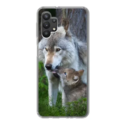 Produktbild von MuchoWow® Handyhülle Schutzhülle Hülle für Samsung Galaxy A32 5G Wolf - Moos - Wald - Welpe Silikon Softcase Handy Hülle - Softcase