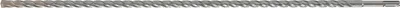 A close-up, slightly blurred view of a metal drill bit.
