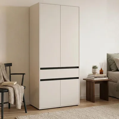 Image de Vimercati - Grande Armoire, 93x211h cm Blanc, 3 Étagères