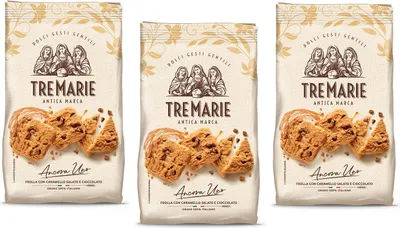Produktbild von 3x Tre Marie Ancora Uno Frolla con Caramello Salato e Cioccolato Kekse mit Gesalzenem Karamell und Schokolade Biscuits 315g Packung