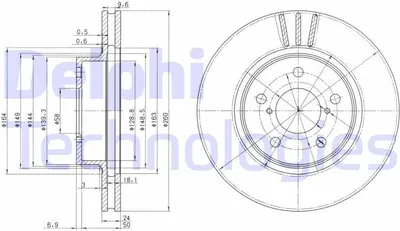 Produktbild von 2x DELPHI Bremsscheibe BG2767 für SUBARU IMPREZA Schrägheck (GR GH G3) 57mm