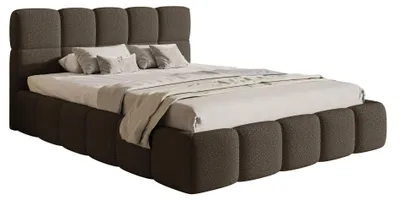 Produktbild von Selsey Cloudy – Polsterbett 120x200 cm, Bettkasten & Lattenrost, Bouclé Braun