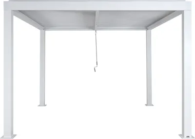Produktbild von Pergola MCW-L46, Gartenpavillon Lamellen-Pavillon, 11cm-Aluminium-Gestell, Regenrinne sturmfest, 3x3m  weiß