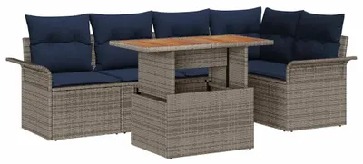 Immagine prodotto di vidaXL Set di divani da giardino con portaoggetti 6 pezzi in Poly Rattan Grigio