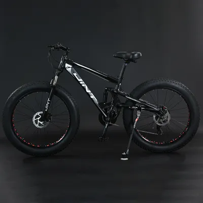 Produktbild von 360Home Fat Bike Mountainbike Fahrrad vollgefedertes Fahrrad mit großem Reifen Fully 26 Zoll Schwarz 9Gang