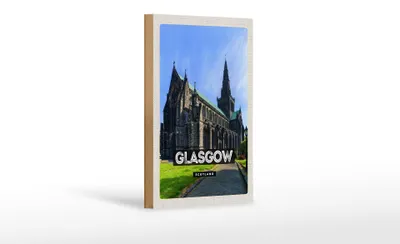 Produktbild von Holzschild Reise 12x18 cm Glasgow Scotland Schloss Dekoration