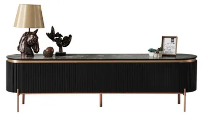 Image de Moderne Lowboard Noir Table TV Minimaliste Sideboard Salon RTV