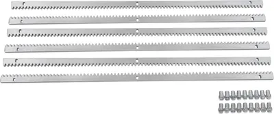 Image de Crémaillères pour motorisation de portail coulissant - 6 x 1 m en acier - Longueur totale 6 m - Montage sur porte - Convient à la plupart des portes coulissantes - Argent