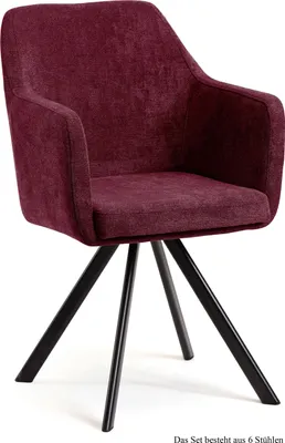 Produktbild von Armlehnstuhl drehbar (6er-Set) Devka 57x87x60 Schwarz/Marsala