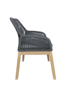 A side view of a single chair.