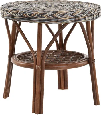 Produktbild von KRINES HOME Rattan-Tisch / Beistelltisch Rund / Couchtisch Rattantisch Ablage (Mehrfarbig)