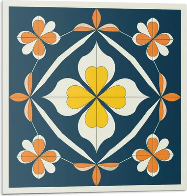 Produktbild von Blumenmuster Mit Symmetrie – Selbstklebende Fliesen – Wandverkleidung – Wandpaneel – PVC Fliesen – Vinylflisen – PCV Flisen – Selbstklebend – Wanddeko – 20 Stück 20 x 20 cm