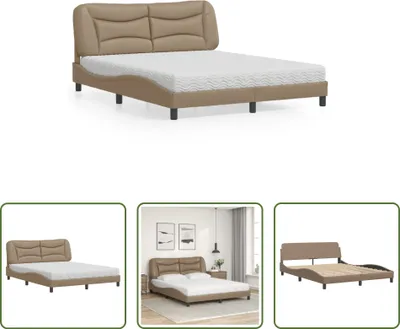 Immagine prodotto di The Living Store Letto con materasso cappuccino-marrone 160x200 cm in ecopelle