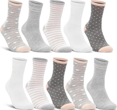 Produktbild von 10 Paar Damen Socken Mehrfarbig Streifen Punkte Herzen Maritim Baumwolle - 34911/2 (35-38)