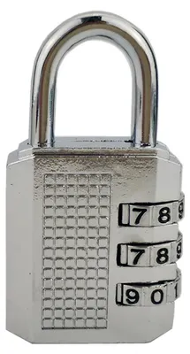 Produktbild von Kombinationsschloss, wasserdichtes 3-stelliges Vorhängeschloss, Zinklegierung, Gepäck für Fitnessstudio, Schule, Zuhause, Silber