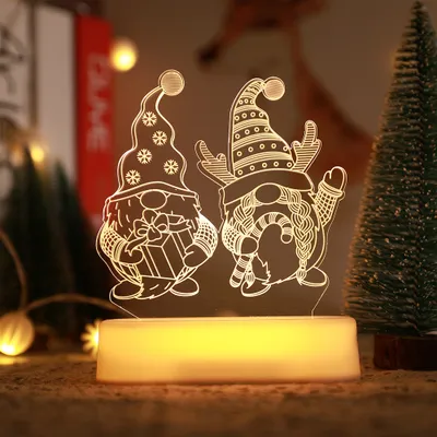 Produktbild von 3D Weihnachten Nachtlicht LED Illusion Lampe Warmweiß Batteriebetrieben Nachtlichter mit Fernbedienung Nachttischlampe Party Weihnachtsdekoration