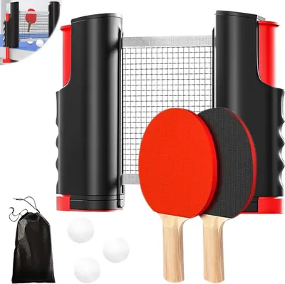 Produktbild von Professionelles Tischtennisset - Tischtennisschläger, einziehbares Netz, 3 Tischtennisbälle - Tragetasche - drinnen und draußen - für Kinder und Erwachsene