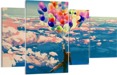 Produktbild von Bild auf Leinwand - Leinwandbild - Abstraktion Ballon - 120x70cm - Wand Bild - Wanddeko - Leinwanddruck - Bilder - Kunstdruck - Wanddekoration - Leinwand bilder - Wandkunst - DL120x70-3720