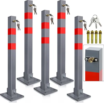 Produktbild von Jiubiaz Absperrpfosten Park Auto Feuerwehrpfosten Pfosten Poller umlegbar Klappbar 65cm 5X