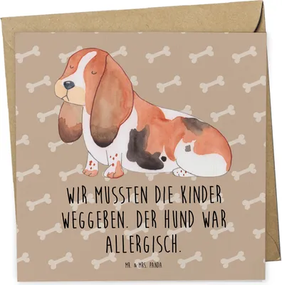 Produktbild von Mr. & Mrs. Panda Glückwunschkarte Hund Basset Hound - Hundeglück - Geschenk, Süß, Lustig, faltkarte, anlasskarte, Grußkarte, Klappkarte, doppelkarte, Sprüche