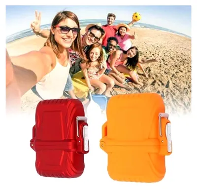 Produktbild von Wasserdichtes Outdoor-Speichergehäuse, 2 Stück Multifunktionale Brieftaschen - Trockenbox für Schlüssel und Schmuck mit Lanyard (Rot+Orange)