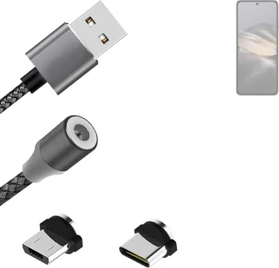 Produktbild von K-S-Trade Hochwertiges Magnet-Lade-kabel Sync-Kabel Daten-Kabel kompatibel mit Huawei Pocket 2 mit USB-Typ-C-Anschluss und Micro-USB-Anschluss 2A bis