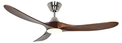 Image de Ventilateur de plafond à basse consommation avec éclairage LED et télécommande Eco Genuino-L 152 cm Chrome brossé & Noyer