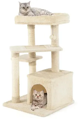 Image de Griffoir pour chats PS7440BE, dimensions 50 x 50 x 85 cm, couleur beige