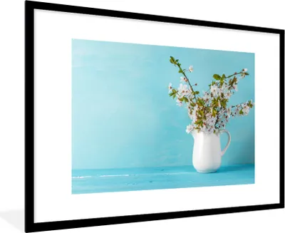 Produktbild von MuchoWow® Gerahmtes Poster Stilleben - Sakura - Dose 90x60 cm - Poster mit Schwarzem Bilderrahmen Wandposter Rahmen Foto Bilder - Wanddekoration - Fotos