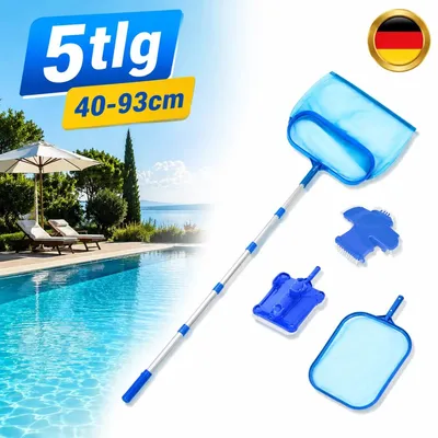 Immagine prodotto di Retino da piscina con manico telescopico da 40-93 cm, in alluminio, a maglia fine. Retino per foglie, adatto per stagni
