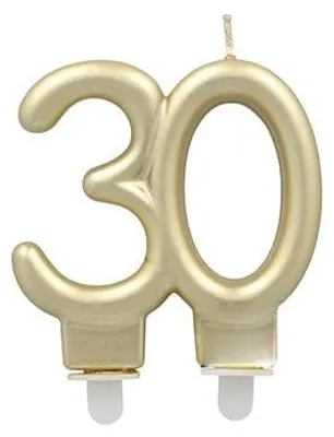 Produktbild von Jubiläumskerzen mit Halter 7 cm gold "30"
