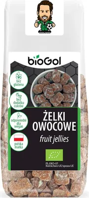 Zdjęcie produktu dla ŻELKI OWOCOWE BEZ ŻELATYNY BEZGLUTENOWE90 g - BIOGOL