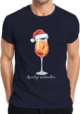 Immagine prodotto di Maglietta da uomo Aperölige Christmas Aperol Spritz Christmas Cap Orange Party, Navy, S