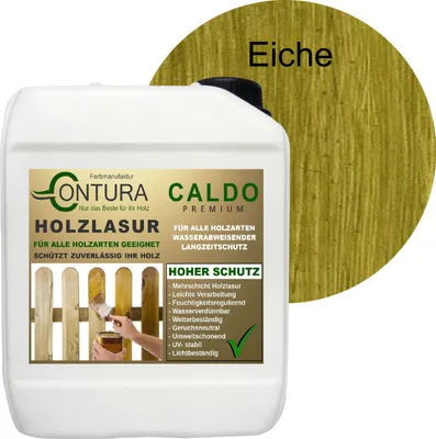 Produktbild von 2,5Liter  - Holzlasur Dickschichtlasur Set + Pinsel 2in1 Dauerschutzlasur Holzschutz Lasur - 06 Eiche
