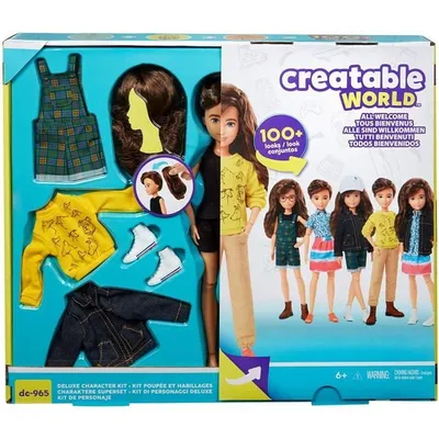 Immagine prodotto di CREATABLE WORLD Set completo capelli marroni e maglione giallo - GKV46 - Manichino - da 6 anni in su