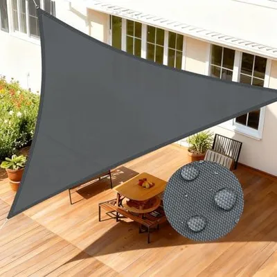 Produktbild von Sonnensegel Dreieckig 3x3x3m Wasserdicht Segeltuch Sonnenschutz Windschutz PES mit 95% UV-Schutz für Balkon, Garten, Terrasse (Anthrazit)