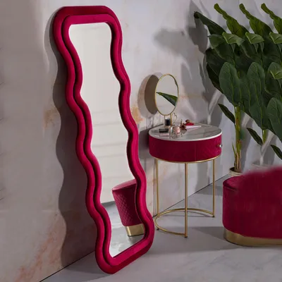 Produktbild von Allen - Spiegel, 60x160h cm Rosa, Rahmen gewellt, Samt-Effekt