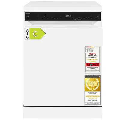 Produktbild von Exquisit Geschirrspüler 16 Maßgedecke | Energieklasse C | 8 Spülprogramme | Aquastop |  Innenbeleuchtung | Unterbaufähig | Startzeitvorwahl | Weiß
