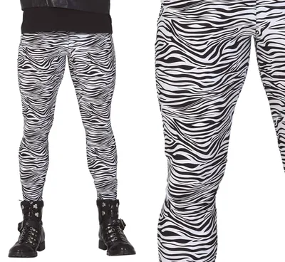 Productafbeelding van Rocklegging met zebraprint, jaren '90, carnaval, retro, zwart-wit, mode, avontuurfiguur, feest, maat: 52 - 54 (L)