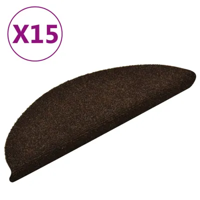 Obrázek produktu pro Schodové rohože samolepicí 15 ks 56 x 17 x 3 cm hnědé půlkulaté