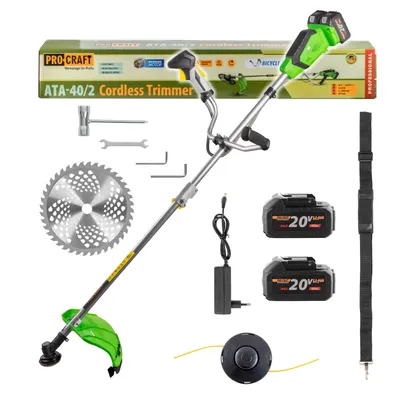 Produktbild von Procraft ATA-40/2 Akku Freischneider 40 V ( 2x 20 V ) 220 mm Brushless + 2x Akku 4,0 Ah + Ladegerät
