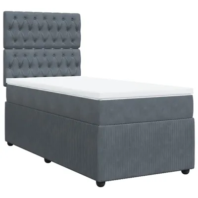 Produktbild von Boxspringbett mit Matratze Dunkelgrau 90x200 cm Samt