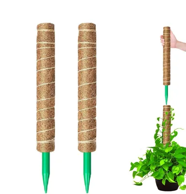 Produktbild von 2er-Set Moosstäbe aus Kokosfaser, 52 cm, stapelbare Rankhilfe für Monstera und Kletterpflanzen, Braun