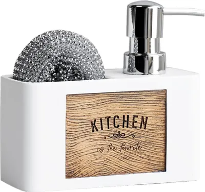 Immagine prodotto di Dispenser per detersivi Dispenser per sapone da cucina 14,5 x 6 x 13 cm Organizzatore per lavello bianco Dispenser per sapone da cucina Organizzatore per lavello Organizzatore per cucina (bianco)