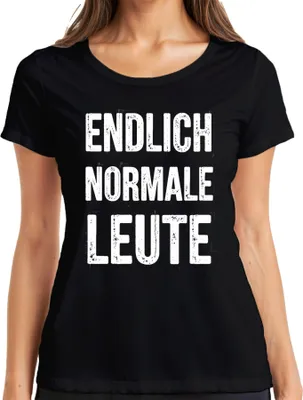 Zdjęcie produktu dla ENDLICH NORMALE LEUTE zabawny satyryczny karnawałowy t-shirt damski, czarny, XXL