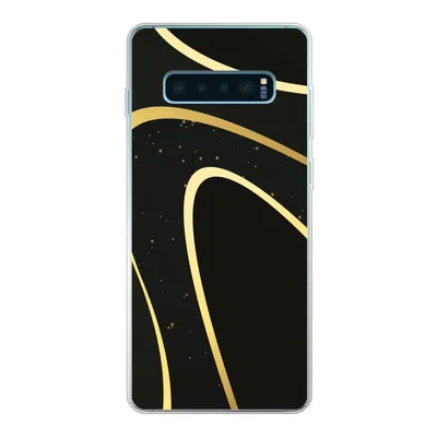 Produktbild von MuchoWow® Handyhülle Schutzhülle Hülle für Samsung Galaxy S10 Plus Goldene Wellen auf schwarzem Hintergrund Silikon Softcase Handy Hülle - Schutzhülle